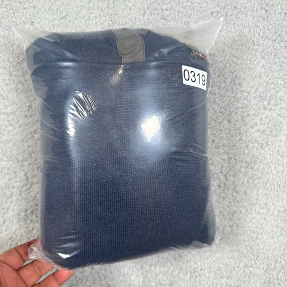 LL Bean Mens Sweater Fleece Pullover Blue 1/4 Snap Slightly Fitted Size XL - Picture 14 of 14